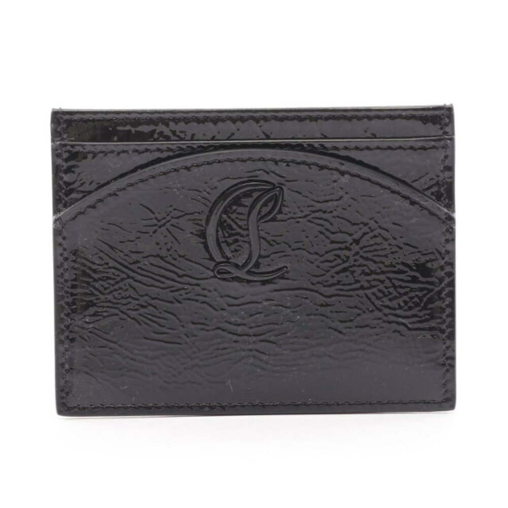 Christian Louboutin Loubi card holder Wallet Vernis Leather Black